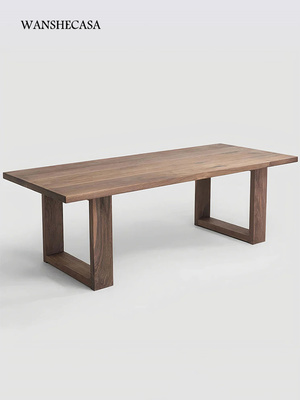 北美黑胡桃木实木餐桌长方形书桌饭桌大板桌子茶桌茶台会议桌家具