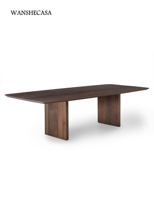 北欧极简北美黑胡桃木实木餐桌家用长方形饭桌茶桌书桌会议桌长桌